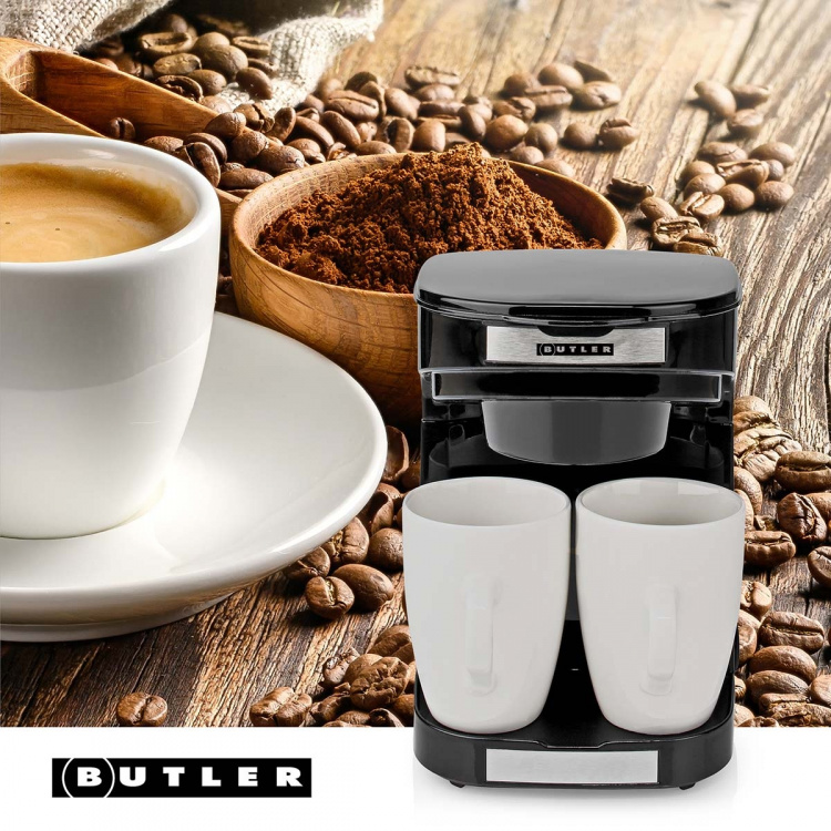 Butler Compact Koffiezetapparaat | 2 Porseleinen kopjes | 0,25 l | 450 W | Automatische uitschakeling | Zwart