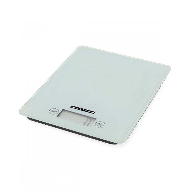 MELISSA Digitale keukenweegschaal | Gehard glas | LCD-scherm | Max. 5kg | Tarrafunctie | Stappen van 1 gram | Gram / Ounce / Pond / Milliliter