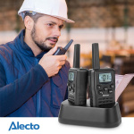 Alecto Walkie-Talkie Set | 2 Handsets | Tot 10 km | Frequentiekanalen: 8 | PTT / VOX | 24 uur stand-by | Inclusief oplaadbasis | Koptelefoonuitgang | Zwart