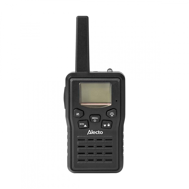 Alecto Walkie-Talkie Set | 2 Handsets | Tot 10 km | Frequentiekanalen: 8 | PTT / VOX | 24 uur stand-by | Inclusief oplaadbasis | Koptelefoonuitgang | Zwart