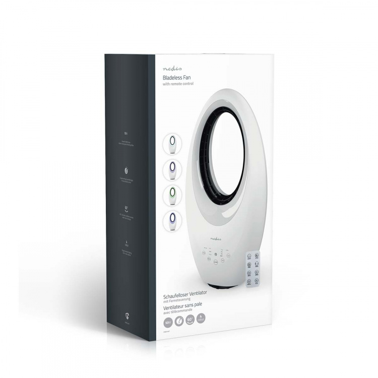 Nedis Bladloze ventilator | Netvoeding | 50 W | Zwenkfunctie | Afstandsbediening | Uitschakeltimer: 7.5 u | 3-Snelheden | Wit