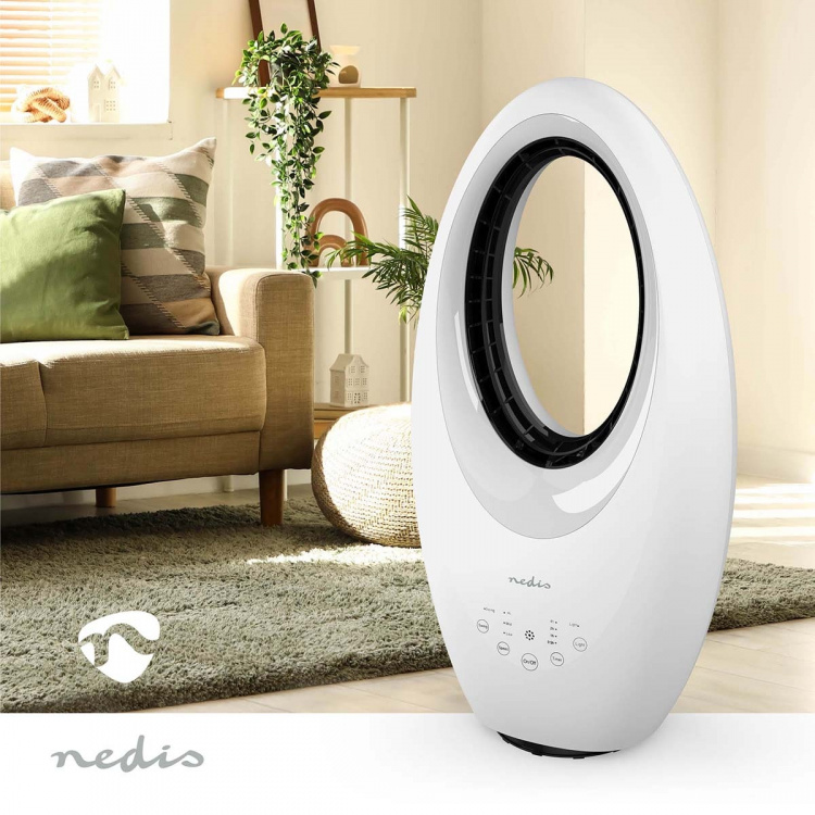 Nedis Bladloze ventilator | Netvoeding | 50 W | Zwenkfunctie | Afstandsbediening | Uitschakeltimer: 7.5 u | 3-Snelheden | Wit