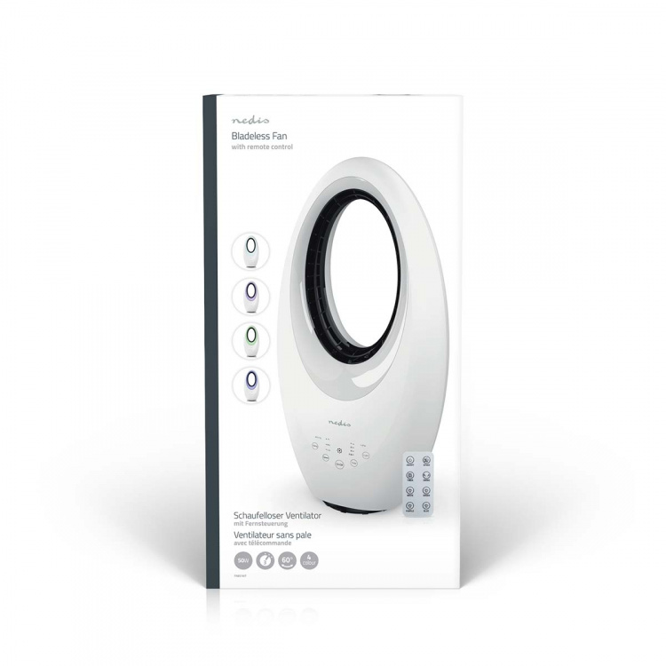 Nedis Bladloze ventilator | Netvoeding | 50 W | Zwenkfunctie | Afstandsbediening | Uitschakeltimer: 7.5 u | 3-Snelheden | Wit