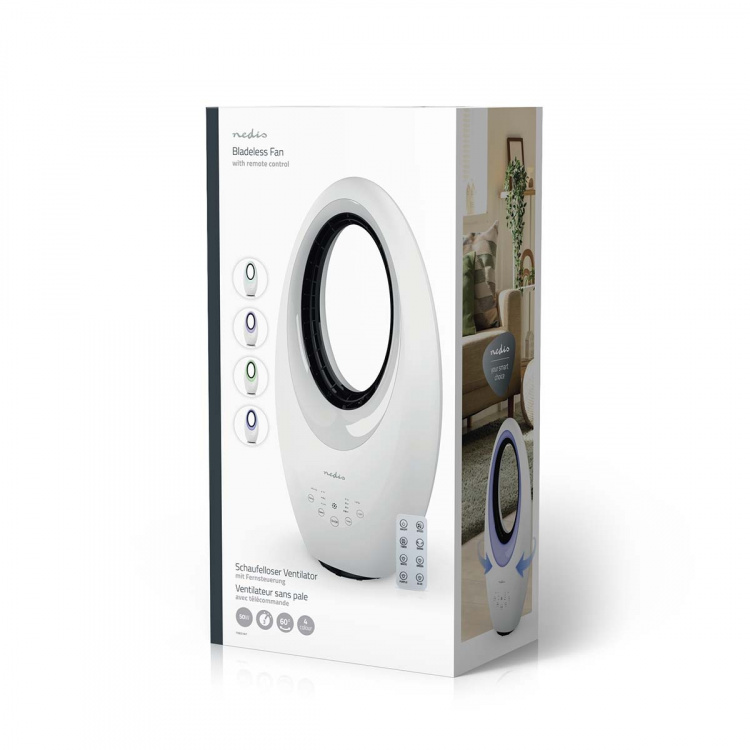 Nedis Bladloze ventilator | Netvoeding | 50 W | Zwenkfunctie | Afstandsbediening | Uitschakeltimer: 7.5 u | 3-Snelheden | Wit