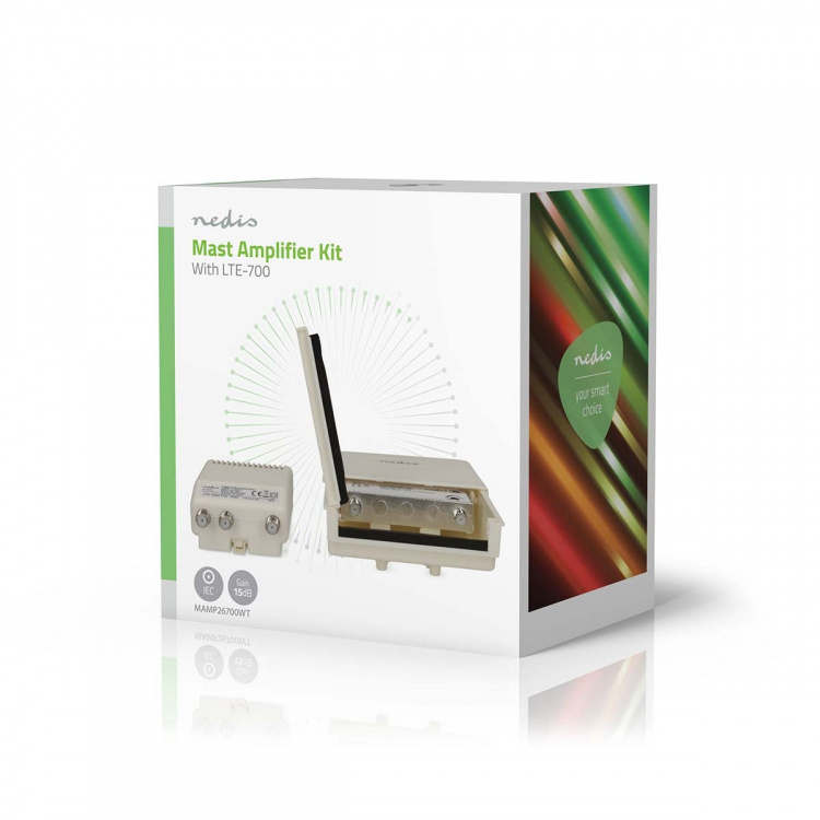 Nedis Mastversterker | Outputs: 2 | Versterkingsregelaar: 15 - 30 dB | F-Female | Geluid figuur: 4 dB | Wit
