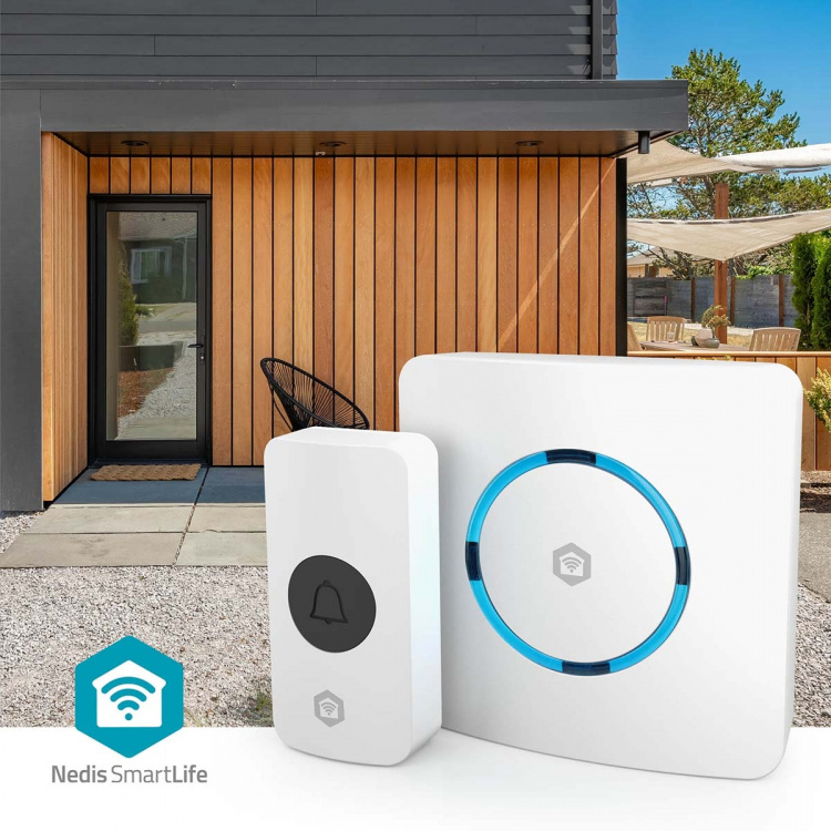 Nedis SmartLife Gong | RF, frequentie 433 MHz / Wi-Fi | Netvoeding | 60 melodieën | 100 - 240 V AC | Instelbaar volume | Wit