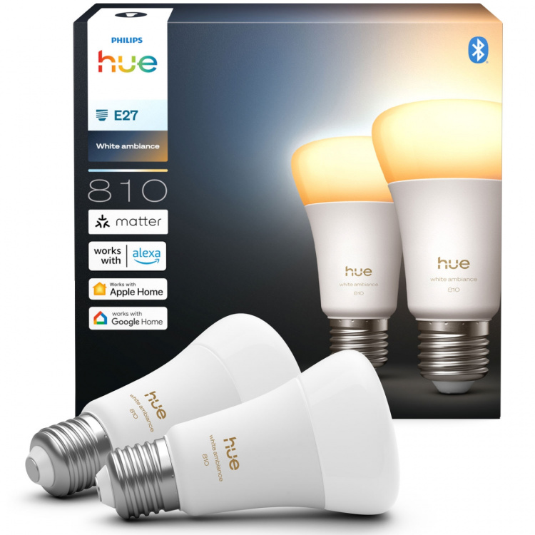 Philips Hue White Ambiance E27 810lm 2-pack