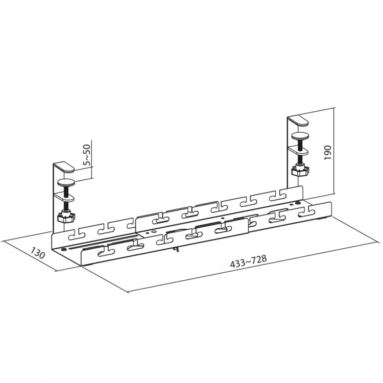 LogiLink Kabelränna för montering under skrivbordet Justerbar Svart