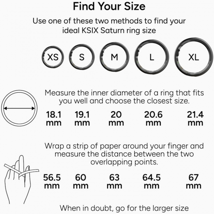 KSIX Smart Ring Saturn Svart - XXS
