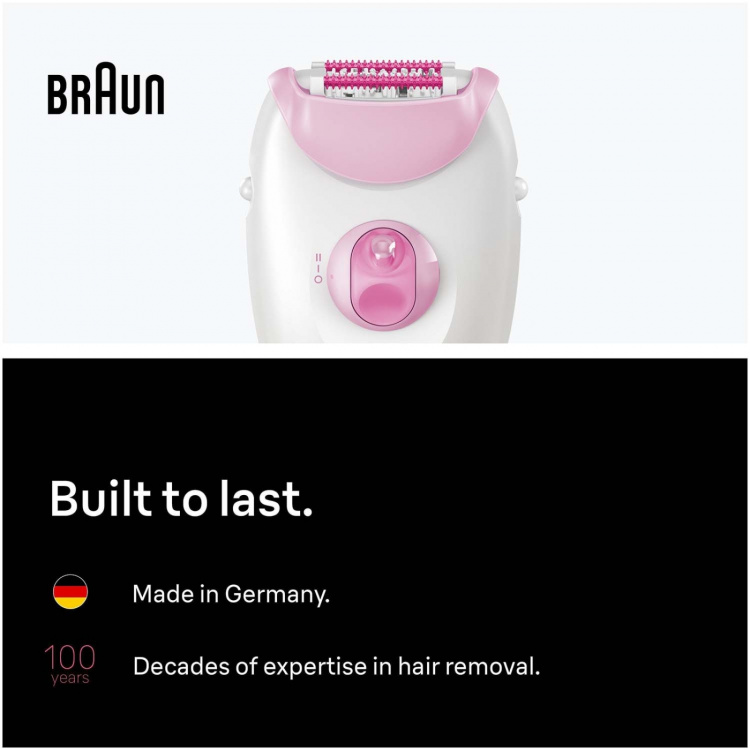 Braun Epilator Silk·épil 3, Epilator med sladd, Långvarigt Slät Hud, 3-000, Rosa