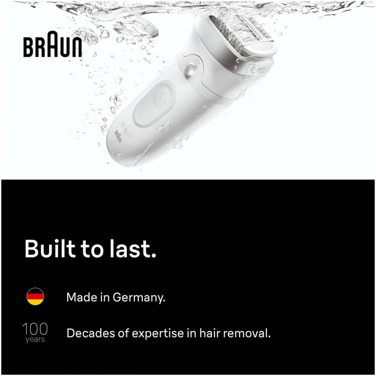 Braun Epilator Silk·épil 7, Wet & Dry, Långvarigt Slät Hud, 7-041, Silver