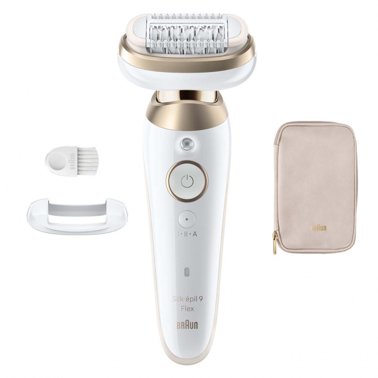 Braun Epilator Silk·épil 9 Flex Wet & Dry, Långvarigt Slät Hud, 9-011 3D, Guld