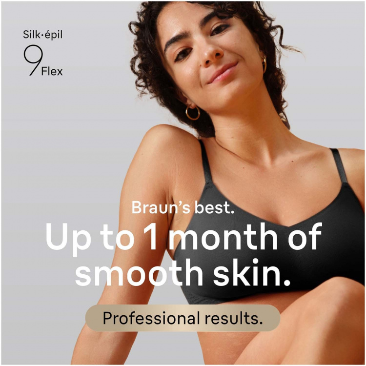 Braun Epilator Silk·épil 9 Flex Wet & Dry, Långvarigt Slät Hud, 9-011 3D, Guld