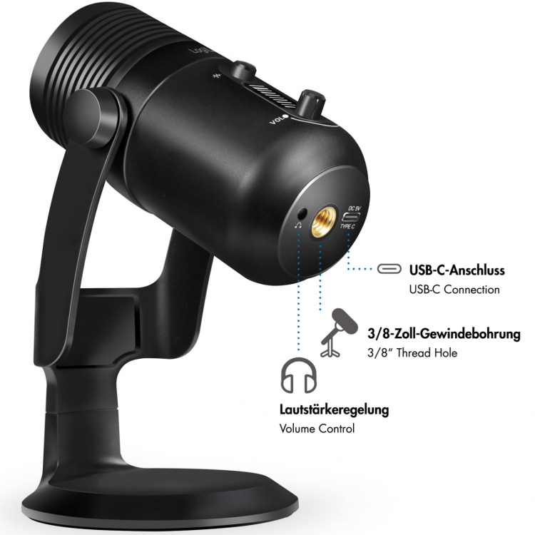 LogiLink Mikrofon USB Riktad NRC RGB Svart