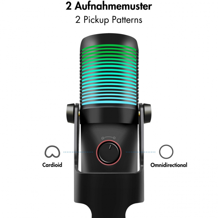 LogiLink Mikrofon USB Riktad/Rundstrålande NRC RGB Svart