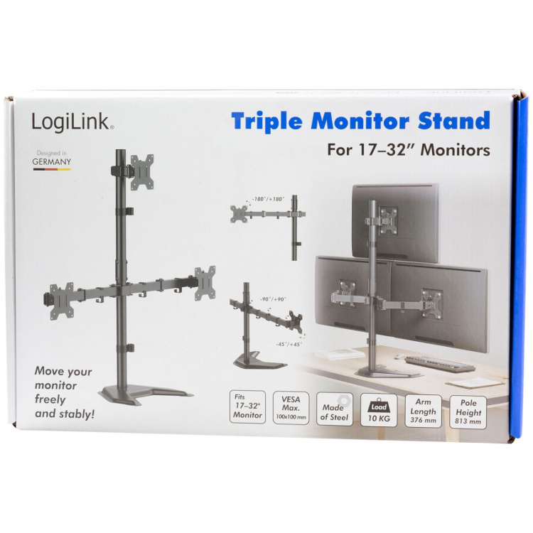 LogiLink Monitorfäste/fot Trippel 17-32
