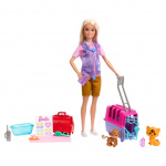 Barbie Dierenredding & Herstel - Speelset met blonde pop, 2 dierenfiguurtjes en accessoires (HRG50)