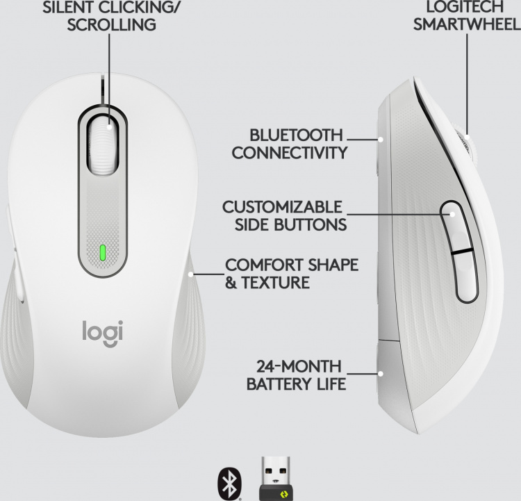 Logitech Signature M650 draadloze muis, wit