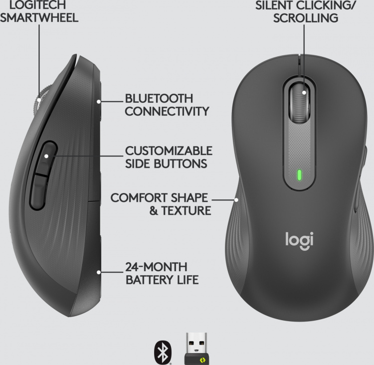 Logitech Signature M650 L LEFT - draadloze muis, zwart