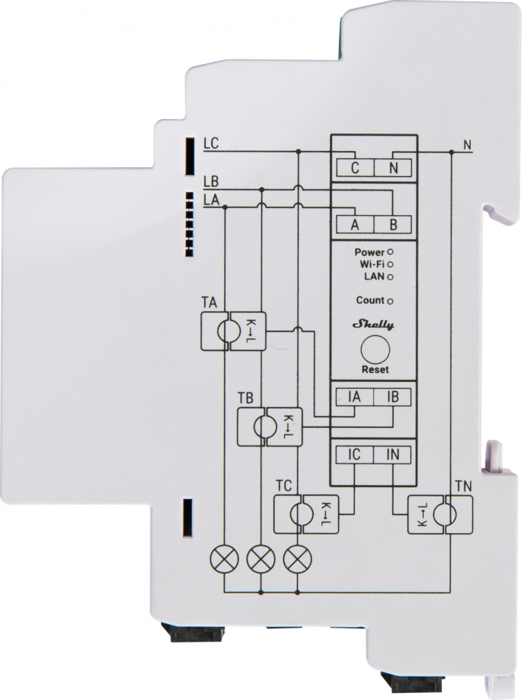 Shelly Pro 3EM DIN-rail energiemeter, driefasig