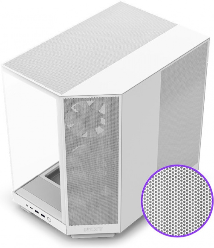 NZXT H6 Flow ATX-behuizing met panoramavenster, zwart Bij het ontwerp