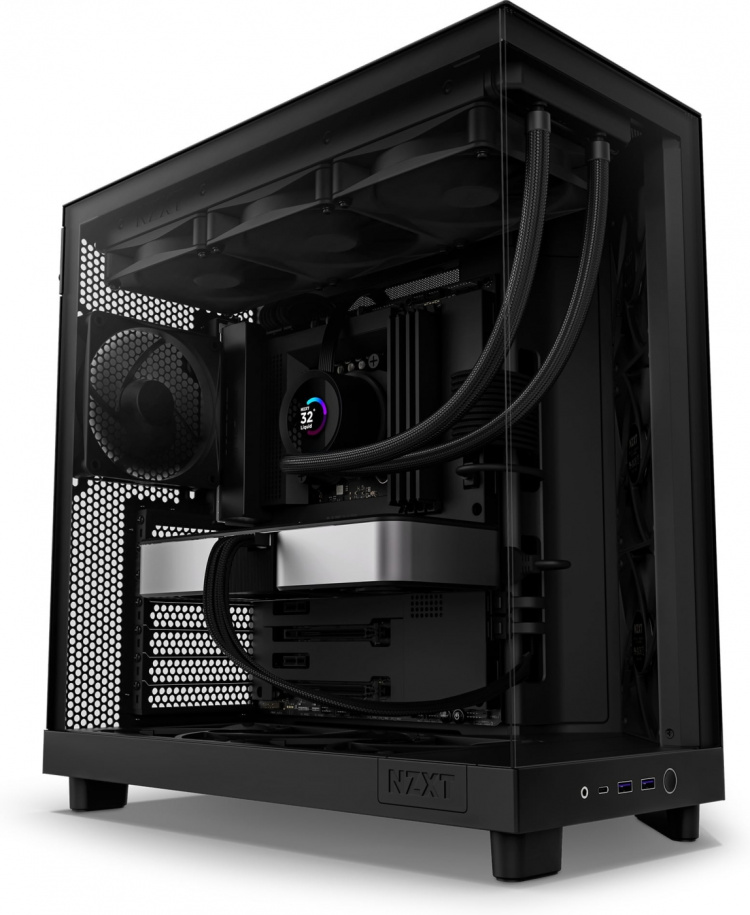 NZXT H6 Flow ATX-behuizing met panoramavenster, zwart Bij het ontwerp
