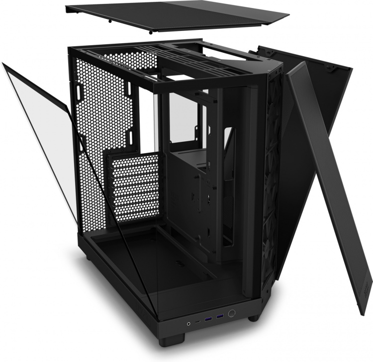 NZXT H6 Flow ATX-behuizing met panoramavenster, zwart Bij het ontwerp