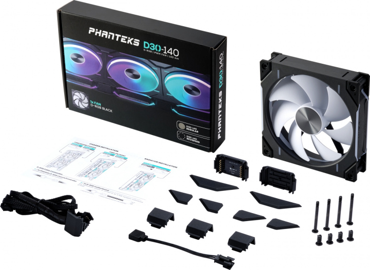 Phanteks D30-140 D-RGB PWM-ventilator, zwart, 140 mm