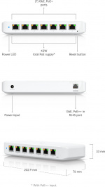 Ubiquiti UniFi USW-Ultra (42W) 8-poorts PoE-switch zonder voeding