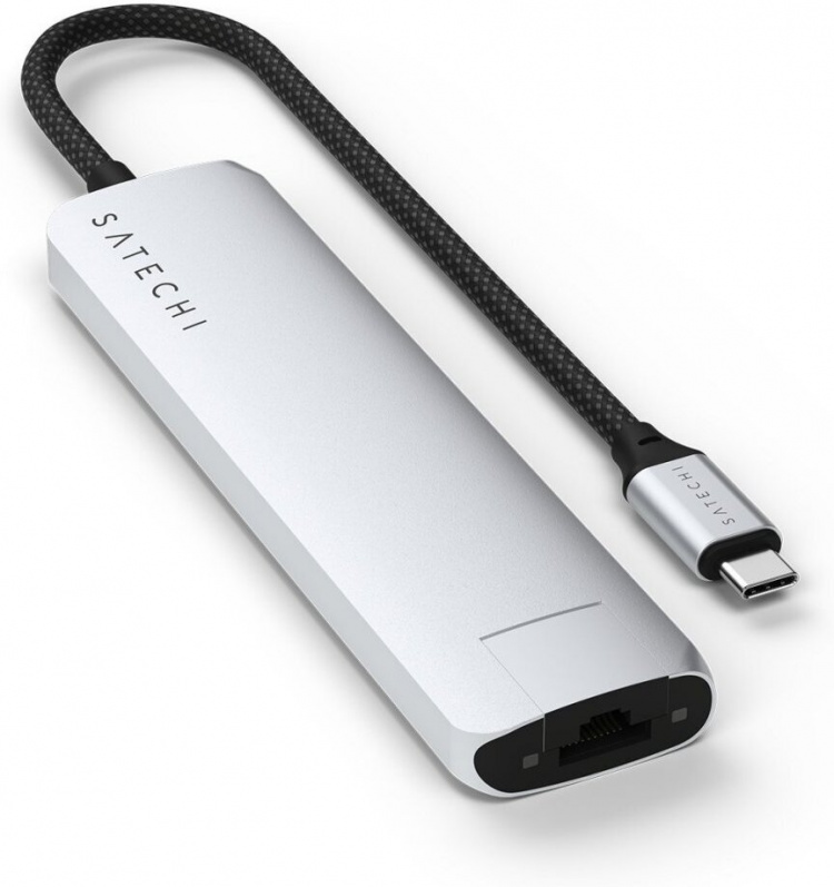 Satechi 7-in-1 USB-C Slim Multiport-adapter met Ethernet, zilver