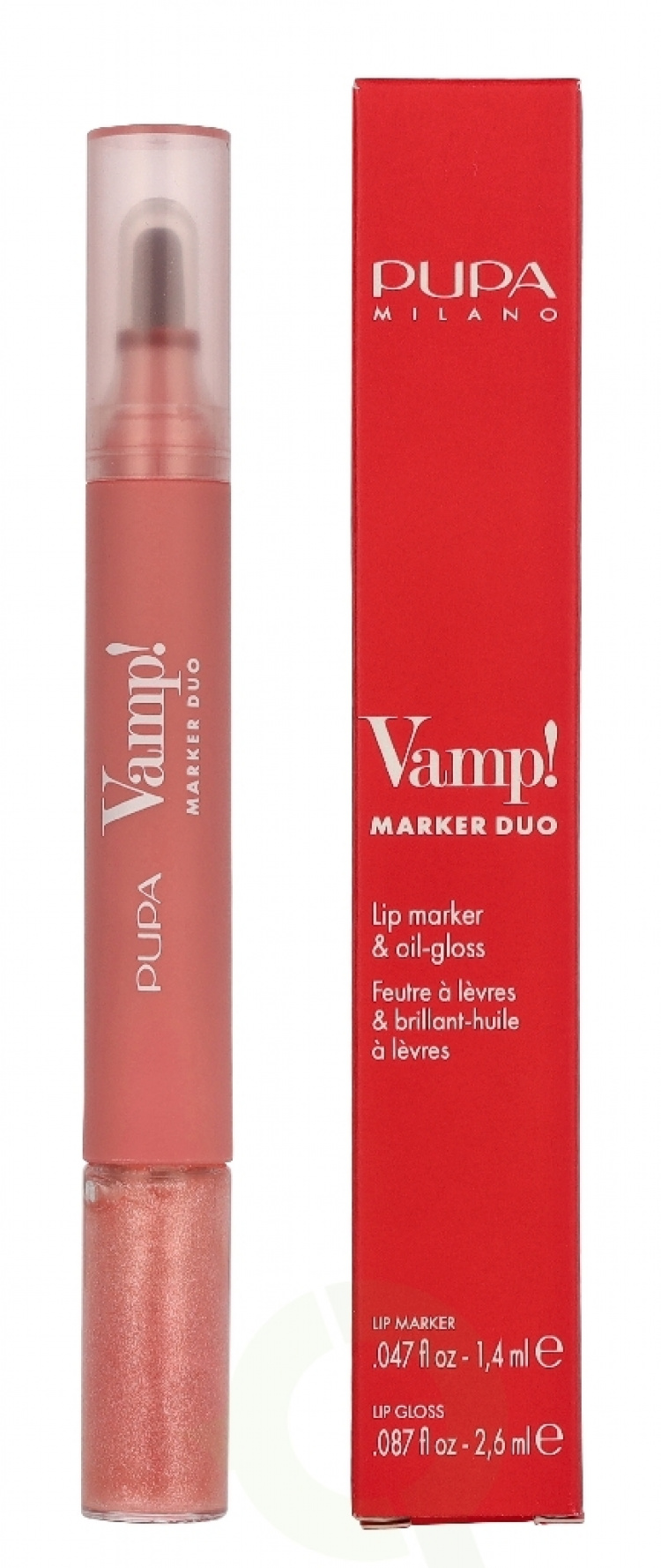 Pupa Milano Pupa Vamp! Marker Duo 4 ml #002 Frozen Rose / lip marker 1,4ml / lip gloss 2,6ml