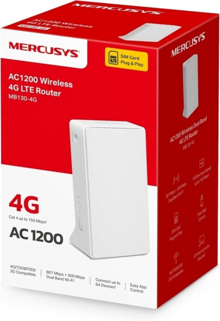 Mercusys MB130 4G LTE-modem en wifi-router