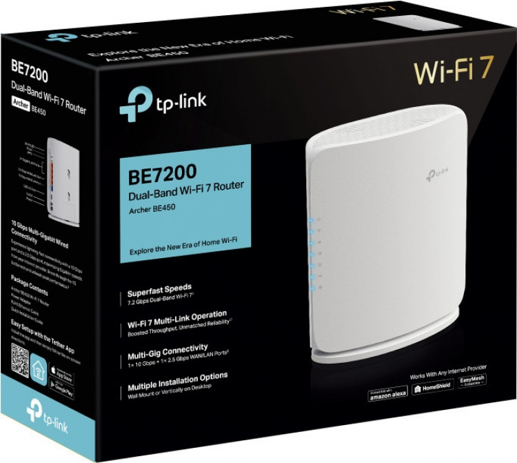 TP-Link Archer BE450 Dual-Band WiFi 7-router De supersnelle Archer BE450