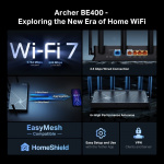 TP-Link Archer BE400 Dual-Band WiFi 7-router De supersnelle Archer BE400