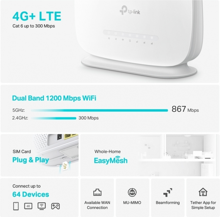 TP-Link Archer MR505 4G+ LTE-modem en wifi-router