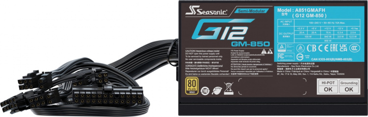 Seasonic G12 GM-850 (2024) ATX-voeding, zwart, 850 W
