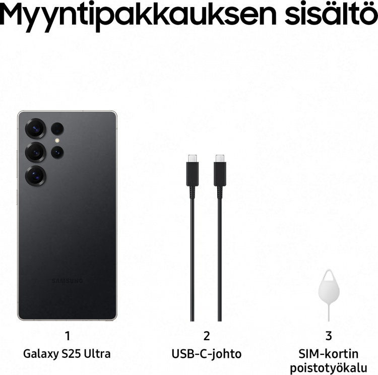 Samsung Galaxy S25 Ultra 5G-telefoon, 256/12 GB, Titanium Black