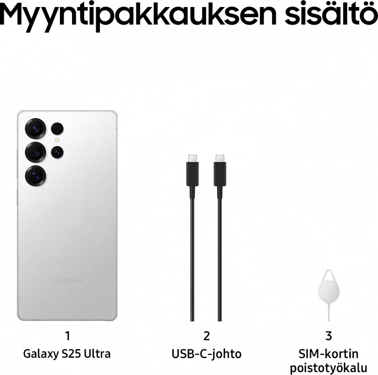 Samsung Galaxy S25 Ultra 5G-telefoon, 512/12 GB, Titanium Whitesilver