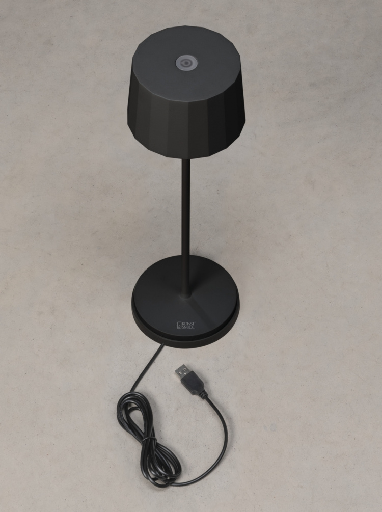 Konstsmide Bordslampa Positano svart USB Konstsmide