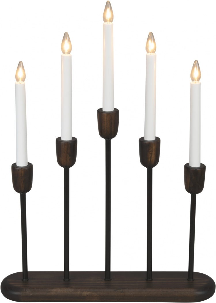 Konstsmide Elljusstake 5-arm 3939-670 Svart/valnöt 5 LED Konstsmide